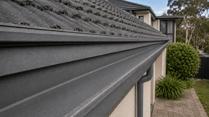 The same gutter completely clear after cleaning